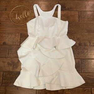 Young 17 Womens Dress Size XL White Tiered Ruffle Hem Sleeveless New